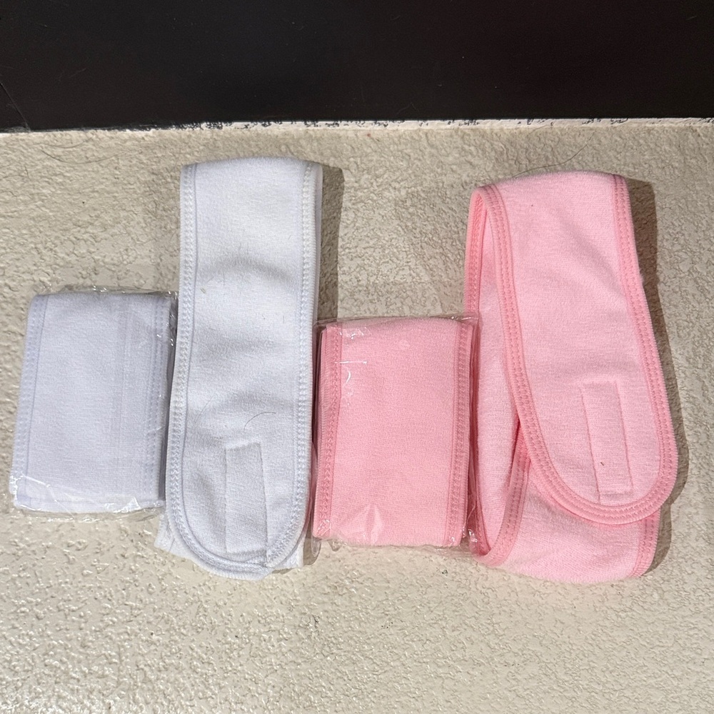 Set of White and Pink Headbands set of 4